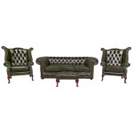 Classic Leather Chesterfield Suite 3,1,1 + Stool 